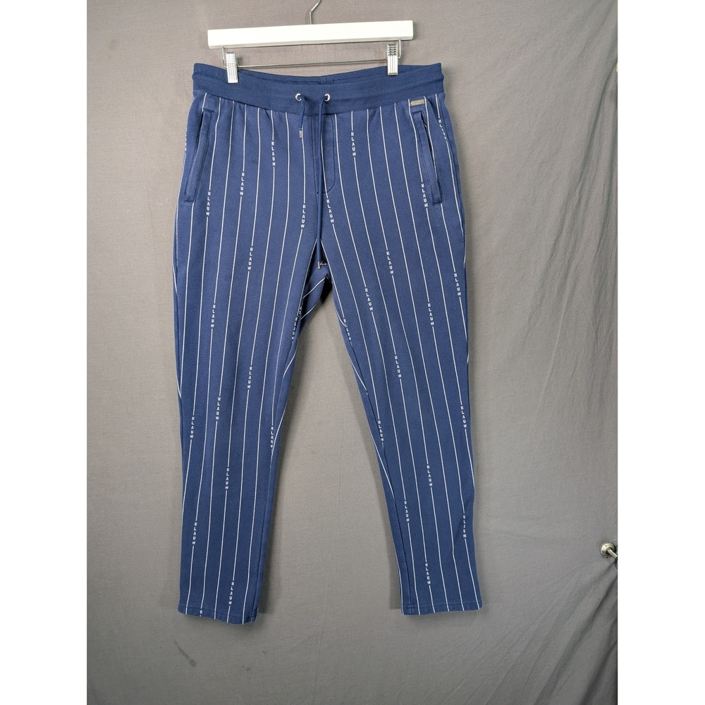 Scotch & Soda Amsterdams Blauw Mens Blue Pinstripe Jogger Sweatpants L